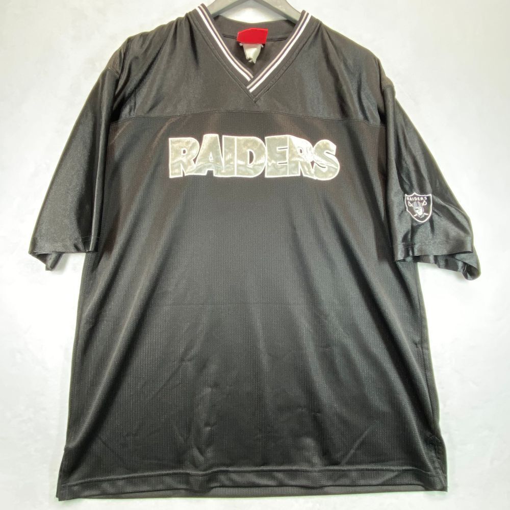 NFL Raiders Black Mesh Jersey V-Neck Athletic Football Team Sports Shirt XL